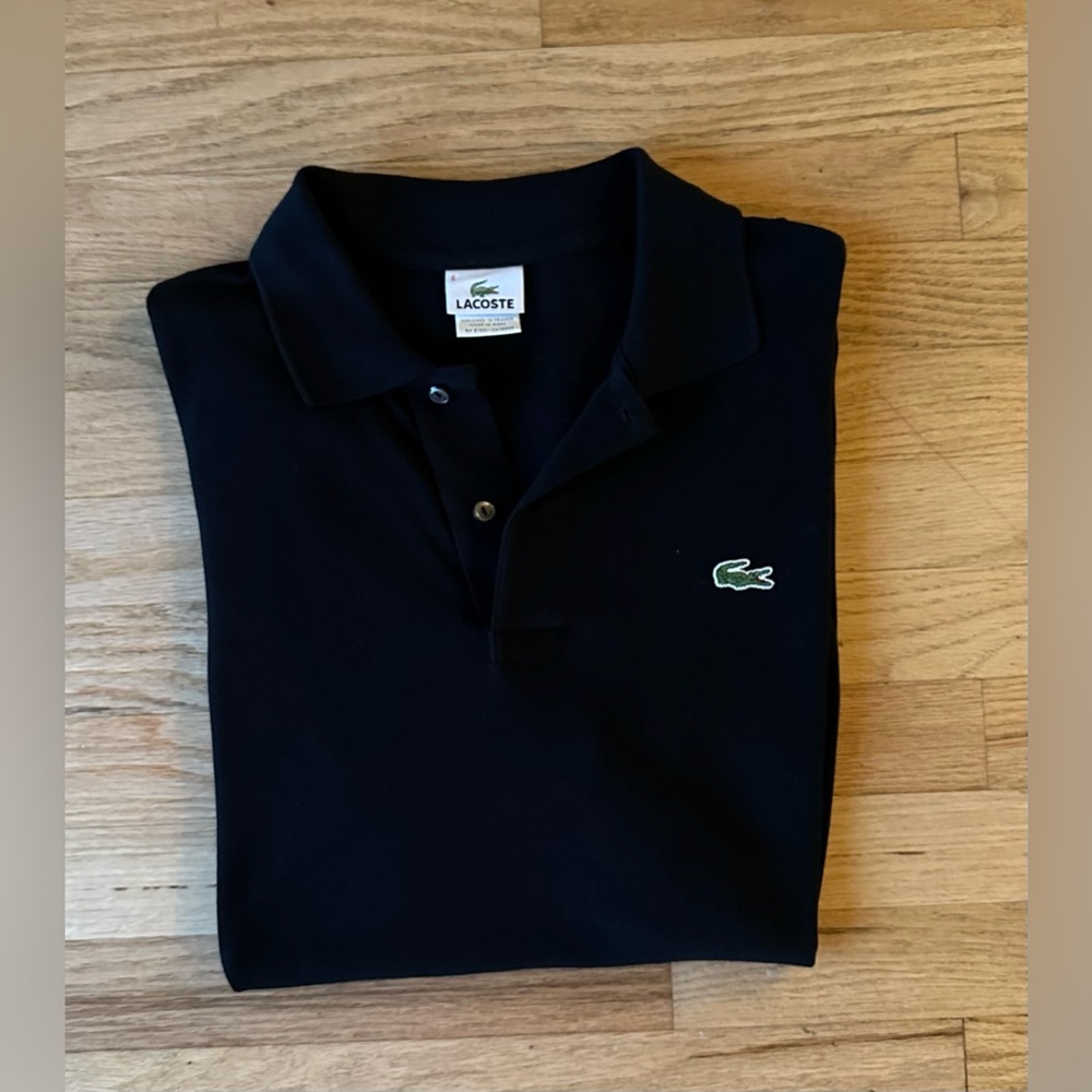 LACOSTE MEN’S BLACK CLASSIC FIT ORIGINAL PINQUE POLO SHORT SLEEVE (6) XL